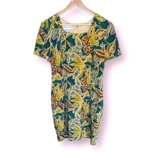 Vintage Maggy London Silk Sheath Dress Tropical Print 10